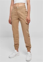 Women's high-waisted cargo trousers unionbeige