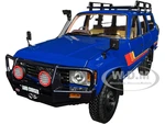 Toyota Land Cruiser 60 RHD (Right Hand Drive) Blue with Stripes and Roof Rack with Accessories 1/18 Diecast Model Car by Kyosho