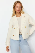 Trendyol Ecru Oversize Wide-Cut Crop Water-Repellent Trench Coat