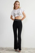 Trendyol Black Woven Shiny Stone Trousers