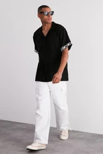 Trendyol Limited Edition Black Oversize Fit Embroidery Detailed Shirt