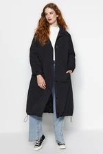 Trendyol Black Premium oversize vodoodpudivý dlhý kabát