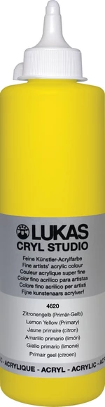 Lukas Cryl Studio Plastic Bottle Vopsea acrilică Lemon Yellow (Primary) 500 ml 1 buc