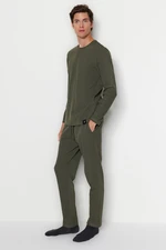 Trendyol Khaki Regular Fit Waffle Knitted Pajamas Set