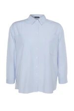 Trendyol Curve Blue Striped Poplin Shirt