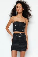 Trendyol Weave Sparkly Striped Skirt With Black Belt