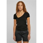 Women's T-shirt with an organic asymmetrical neckline in black