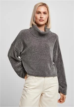 Women's turtleneck with short vinyl sweater asphalt