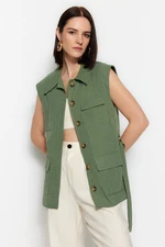 Trendyol Khaki Belted Woven Cotton Vest