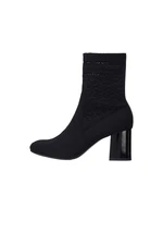 Tommy Hilfiger Čižmy - TH KNITTED MID HEEL BOOT čierne