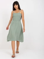 Khaki midi dress with straps FRESH MADE