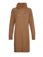 Tommy Hilfiger Dress - SOFTWOOL CABLE ROLL-NK DRESS brown