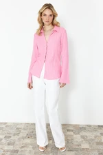 Trendyol Light Pink Textured Fitted Woven Shirt