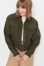 Trendyol Khaki Pocket Detailní tkaná bunda s knoflíky