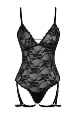 Trendyol Black Lace Removable Garter Detailed Openwork/Perforated Rope Strap Knitted Body