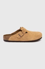 Semišové pantofle Birkenstock Boston pánské, béžová barva, 1026181