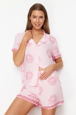 Trendyol Pink Galaxy Patterned Viscose Woven Pajamas Set