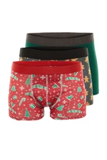 Trendyol viacfarebný pánsky 3-pack vianočný vzorovaný boxer