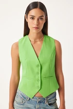 Happiness İstanbul Women's Vibrant Green Fitted Short Woven Vest