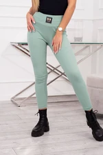 Ribbed leggings with a high waist dark mint