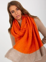 Orange and beige two-tone knitted scarf