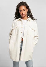 Women's long corduroy overshirt whitesand