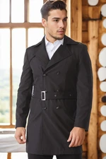 PLT8321 DEWBERRY MEN'S OVERCOAT-PLAIN BLACK