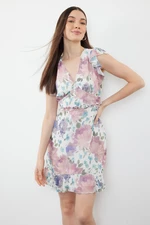 Trendyol Multicolored Floral Patterned A-Line Ruffled Mini Woven Dress