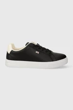 Kožené sneakers boty Tommy Hilfiger FLAG COURT SNEAKER černá barva, FW0FW08072