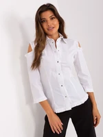 Ecru women's classic shirt with collar