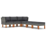 6 Piece Garden Lounge Set with Cushions Poly Rattan Gray