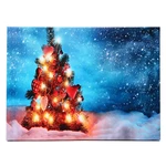 40 x 30cm Operated LED Christmas Snowy Tree Xmas Canvas Print Wall Art