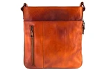 Kožená taška přes rameno crossbody - camel