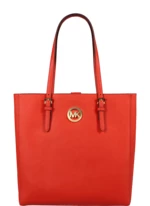 Oranžová kožená kabelka Michael Kors NS Tote Mandarin