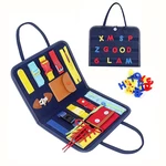 Busy Board Montessori Sensory Toys Fine Motor Training Activity Developing Board with Buttons Zippers Buckles Tie for To