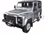 1984 Land Rover Defender 90 Indus Silver 1/18 Diecast Model Car by Kyosho