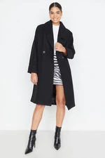 Trendyol Black Oversized Wide Collar részletesen bélyegzett kabát