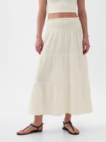 Creamy women's muslin maxi skirt with ruffle GAP