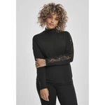 Women's Striped Lace LS Black