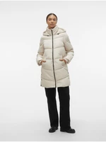 Women's cream winter quilted coat VERO MODA Halsey - Women