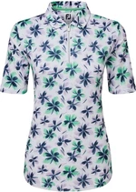 Footjoy 1/2 Zip Floral Print Lisle Lavender/Mint/Navy XS Polo košeľa