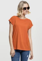 Dámske tričko s predĺženým ramenom v hrdzavej oranžovej farbe