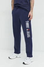 Bavlněné tepláky Tommy Jeans tmavomodrá barva, s aplikací