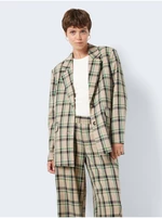 Beige ladies oversize checkered jacket Noisy May Laura - Ladies