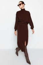 Trendyol Brown Turtleneck Knitwear Two Piece Set