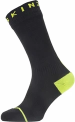 Sealskinz Waterproof All Weather Mid Length Sock With Hydrostop Black/Neon Yellow S Kerékpáros zoknik