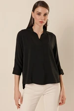 By Saygı Polo Neck Three Quarter Sleeves Split Split Blouse