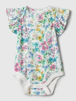 Blue and white girly floral bodysuit with GAP ruffles