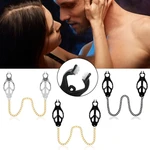 Women Sexy Body Jewelry Fake Piercing Faux Nipple with Body Chains Non-Piercing Fake Nipple Rings Nipple Clamps Clips