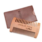 Beard Comb Kit Barba For Men Wooden Comb With PU Leather Case Beard Brush Care Pocket Comb For Beard Men's Hair Comb Peine Barba